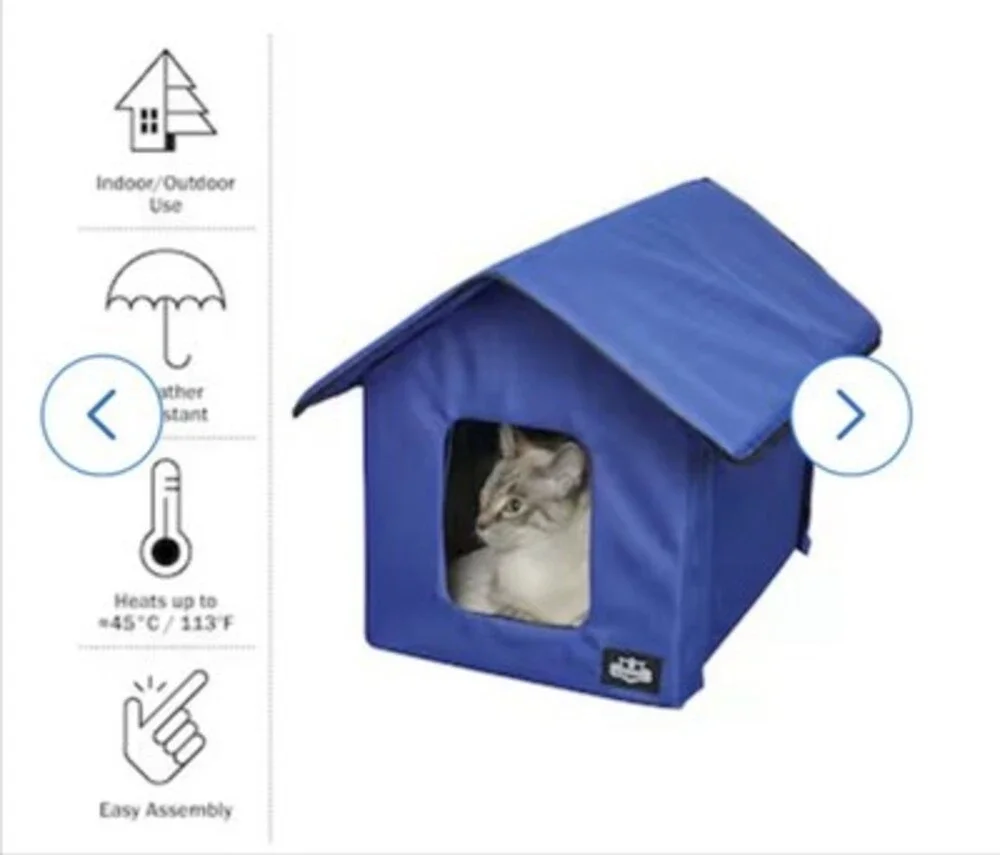 Outdoor Heated Cat House Winter Insulated Pet Shelter Blue